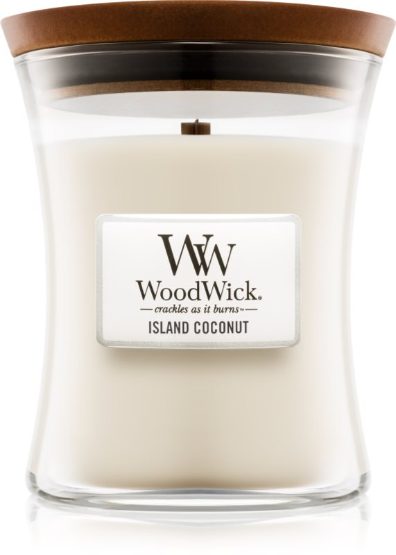 Woodwick Island Coconut lumânare parfumată cu fitil din lemn