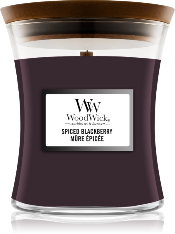 Woodwick Spiced Blackberry lumânare parfumată cu fitil din lemn