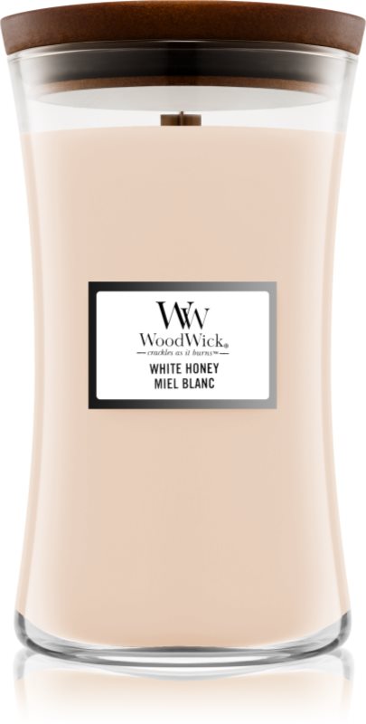 Woodwick White Honey lumânare parfumată cu fitil din lemn