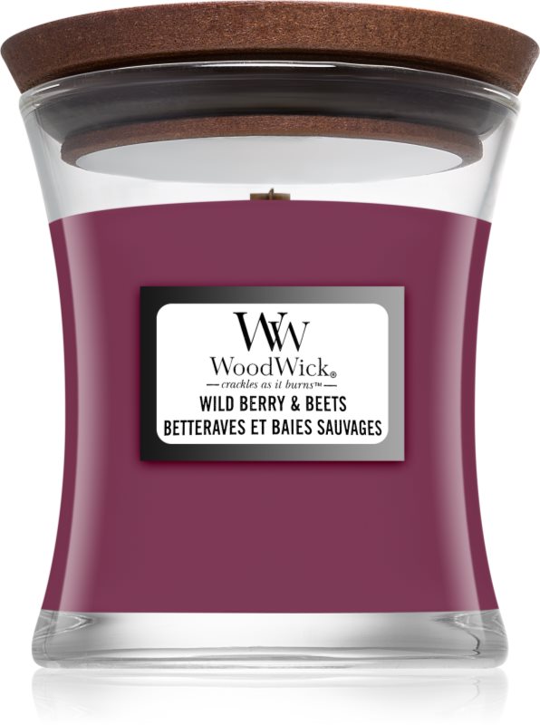 Woodwick Wild Berry & Beets lumânare parfumată cu fitil din lemn 85 g