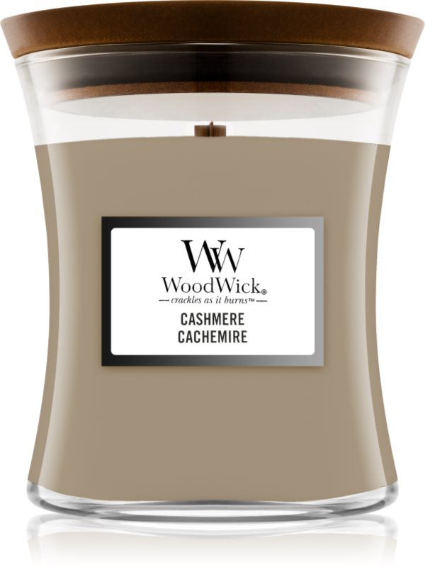 Woodwick Cashmere lumânare parfumată cu fitil din lemn