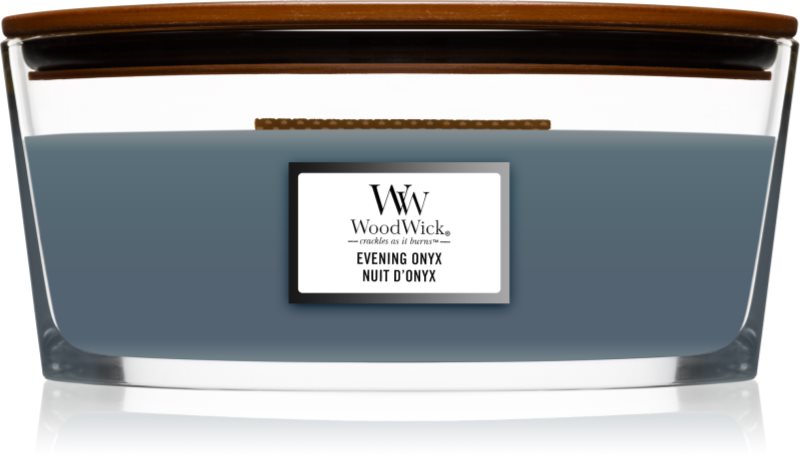 Woodwick Evening Onyx lumânare parfumată cu fitil din lemn (hearthwick) 453 g