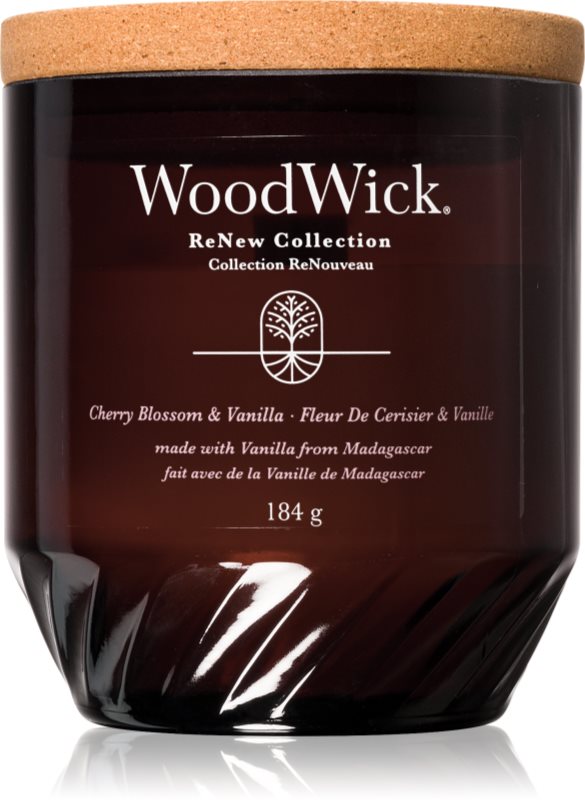Woodwick Cherry Blossom & Vanilla lumânare parfumată cu fitil din lemn