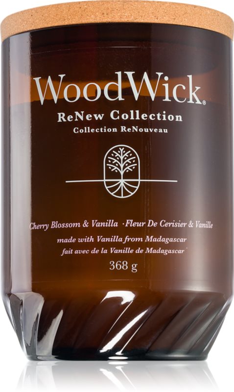 Woodwick Renew Cherry Blossom & Vanilla lumânare parfumată cu fitil din lemn