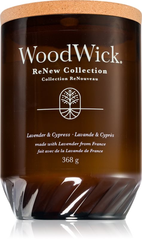 Woodwick Renew Lavender & Cypress lumânare parfumată