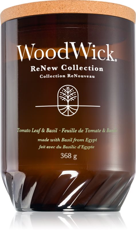 Woodwick Renew Tomato Leaf & Basil lumânare parfumată
