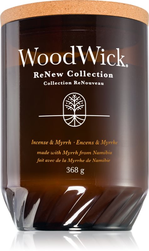 Woodwick Renew Incense & Myrrh lumânare parfumată