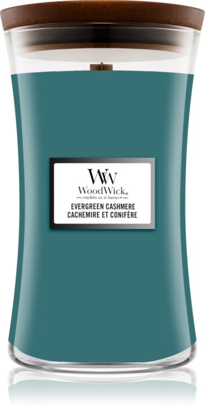 Woodwick Evergreen Cashmere lumânare parfumată