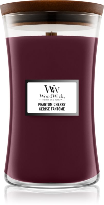 Woodwick Phantom Cherry lumânare parfumată cu fitil din lemn 609.5 g