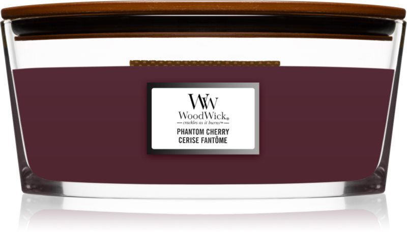 Woodwick Phantom Cherry lumânare parfumată cu fitil din lemn (hearthwick) 453 g