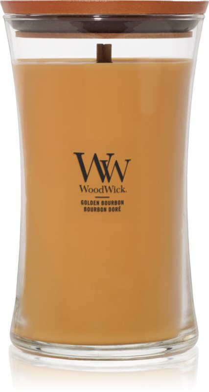 Woodwick Opulent Wood Golden Bourbon lumânare parfumată cu fitil din lemn (hearthwick)