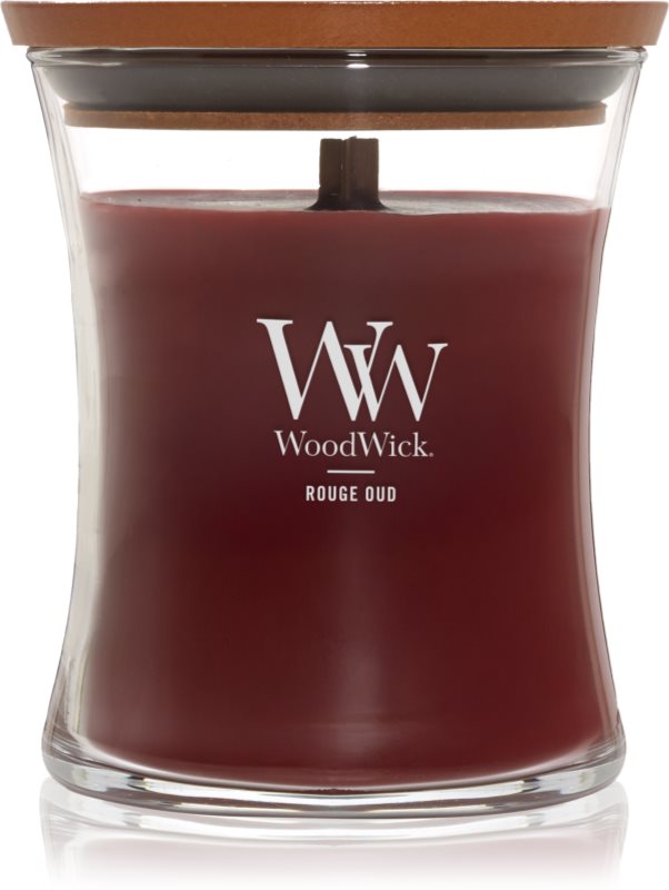 Woodwick Opulent Wood Rouge Oud lumânare parfumată cu fitil din lemn