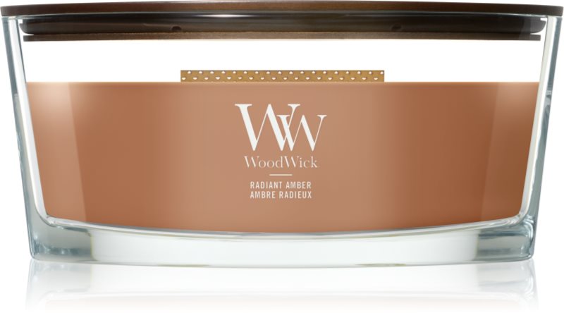 Woodwick Radiant Amber lumânare parfumată cu fitil din lemn 453.6 g