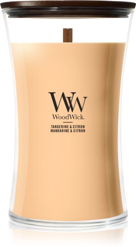 Woodwick Tangerine & Citron lumânare parfumată cu fitil din lemn