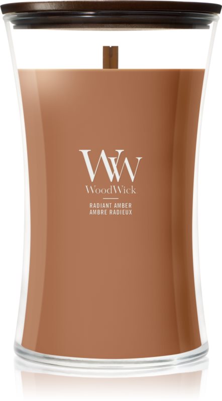 Woodwick Radiant Amber lumânare parfumată cu fitil din lemn