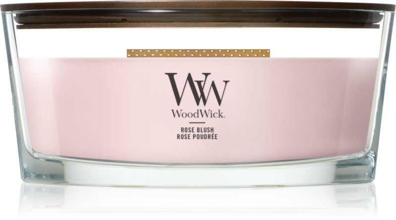 Woodwick Rose Blush lumânare parfumată cu fitil din lemn 453.6 g
