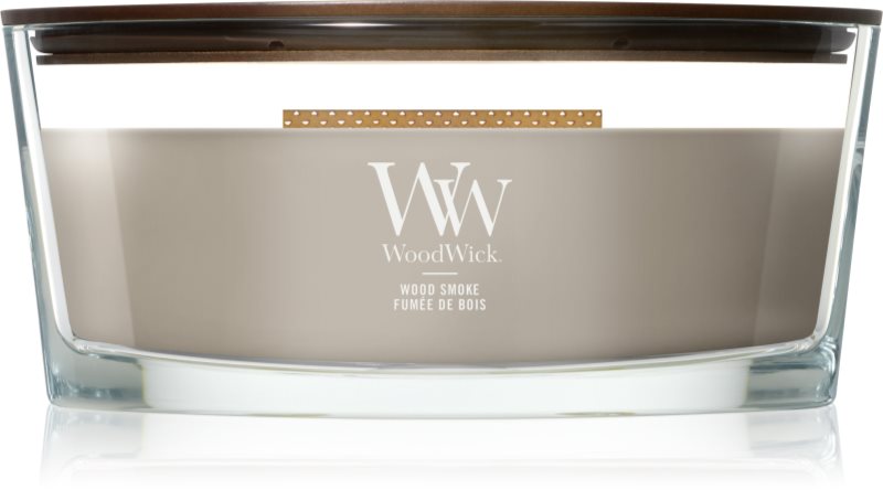 Woodwick Wood Smoke lumânare parfumată cu fitil din lemn 453.6 g