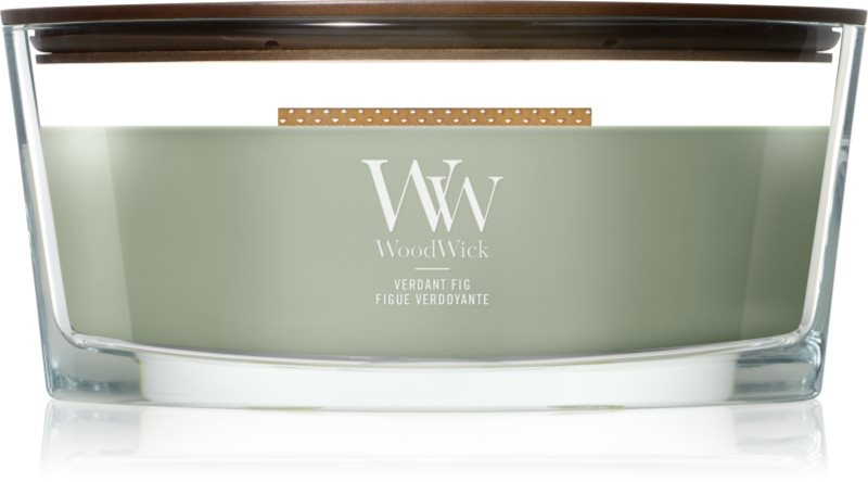 Woodwick Verdant Fig lumânare parfumată cu fitil din lemn 453.6 g