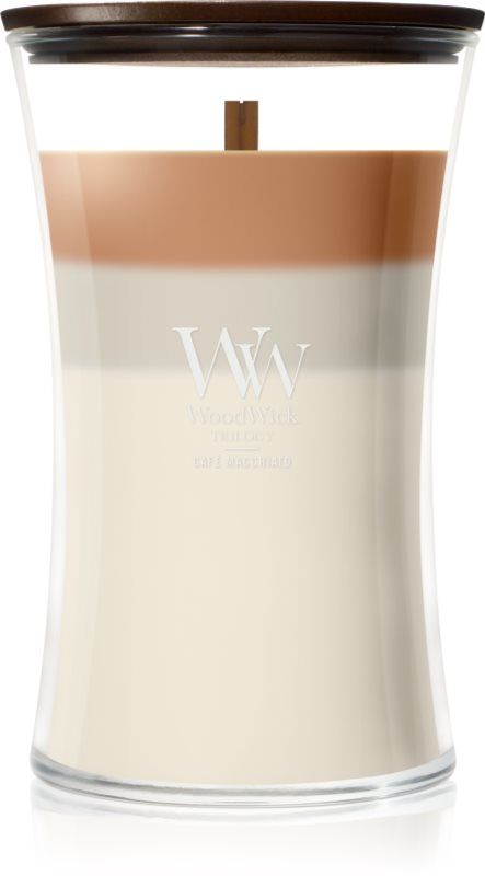 Woodwick Trilogy Café Macchiato lumânare parfumată cu fitil din lemn