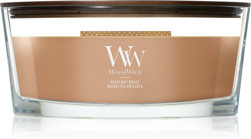 Woodwick Hazelnut Roast lumânare parfumată cu fitil din lemn 453.6 g