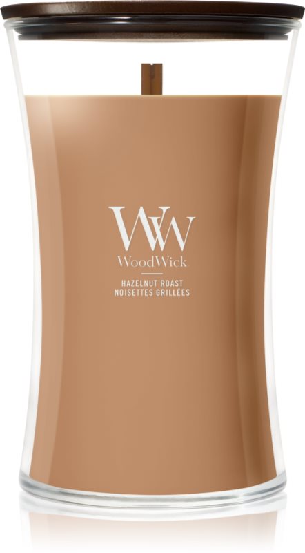 Woodwick Hazelnut Roast lumânare parfumată cu fitil din lemn