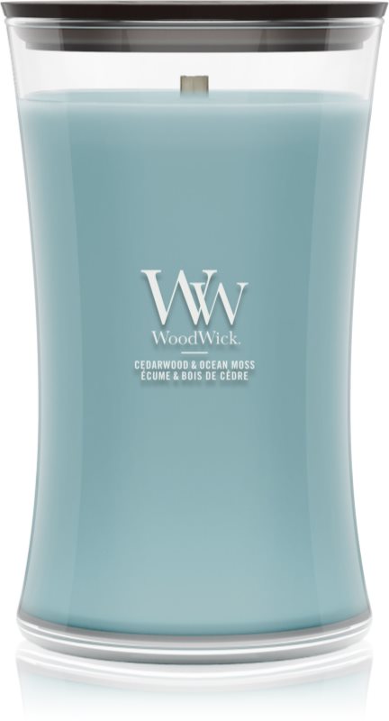 Woodwick Cedarwood & Ocean Moss lumânare parfumată cu fitil din lemn