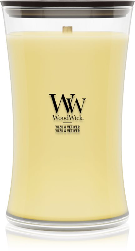 Woodwick Yuzu & Vetiver lumânare parfumată cu fitil din lemn