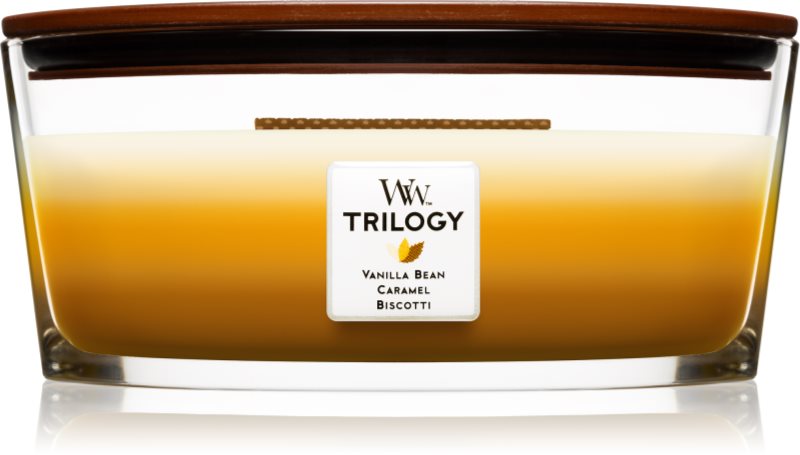 Woodwick Trilogy Café Sweets lumânare parfumată cu fitil din lemn (hearthwick) 453.6 g