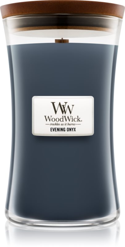 Woodwick Evening Onyx lumânare parfumată cu fitil din lemn 609.5 g