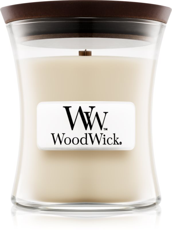 Woodwick Linen lumânare parfumată cu fitil din lemn