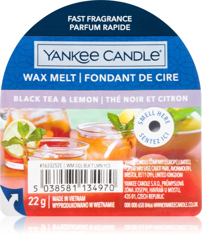 Yankee Candle Black Tea & Lemon ceară pentru aromatizator Signature 22 g