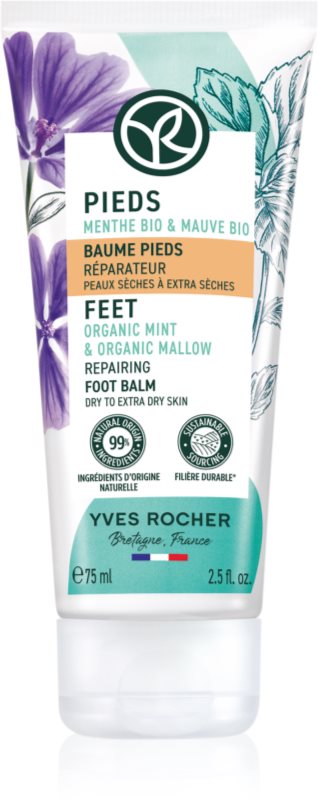 Yves Rocher Pieds balsam regenerator pentru picioare Organic Mint & Organic Mallow 75 ml