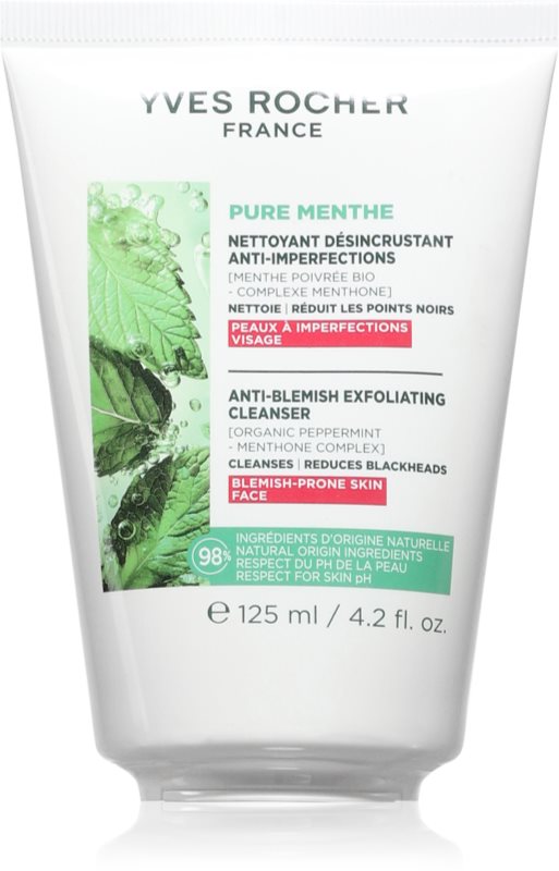 Yves Rocher Pure Menthe gel de curățare blând cu efect exfoliant 125 ml