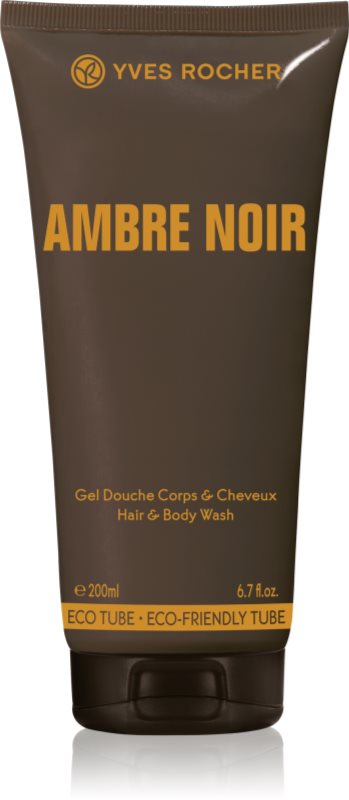 Yves Rocher Ambre Noir gel de dus pentru corp si par pentru barbati 200 ml