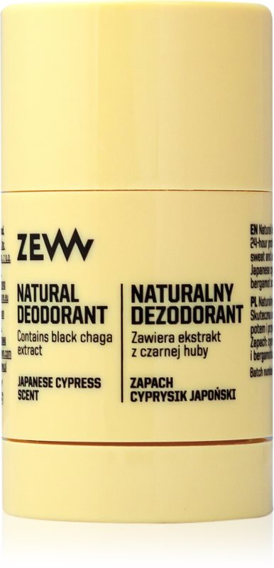 Zew For Men DEODORANT natural with black chaga, Japanese cypress deodorant stick