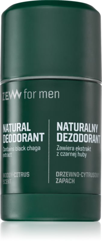 Zew For Men DEODORANT natural with black chaga, woody-citrus deodorant solid natural