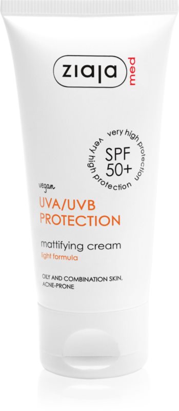 Ziaja Med Protecting UVA + UVB protectie solara mata pentru fata SPF 50+ 50 ml