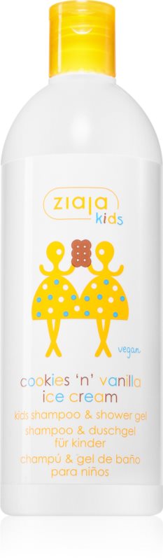 Ziaja Kids Cookies 'n' Vanilla Ice Cream sampon si gel de baie 2 in 1 pentru copii de 3 ani Cookies & Vanilla 400 ml