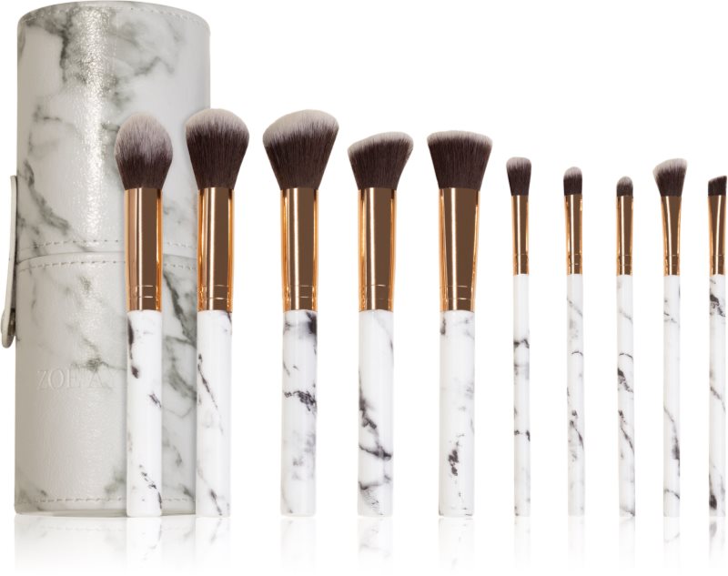 Zoë Ayla Makeup Brush Set Marble 10 Piece set de pensule cu husă