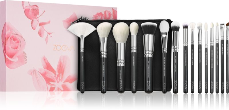 ZOEVA The Artists Brush Set Silver set de pensule cu geantă 1 buc