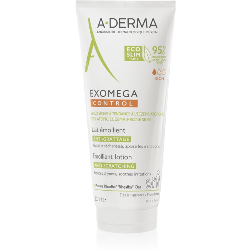 A-Derma Exomega Control Emollient Lotion lapte de corp impotriva iritatiilor si mancarimilor 200 ml