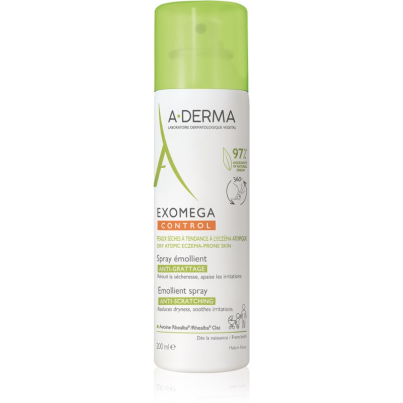 A-Derma Exomega Control Emollient spray cremă hidratantă pentru întărirea barierei de apărare a epidermei sensibile și atopice Spray 200 ml