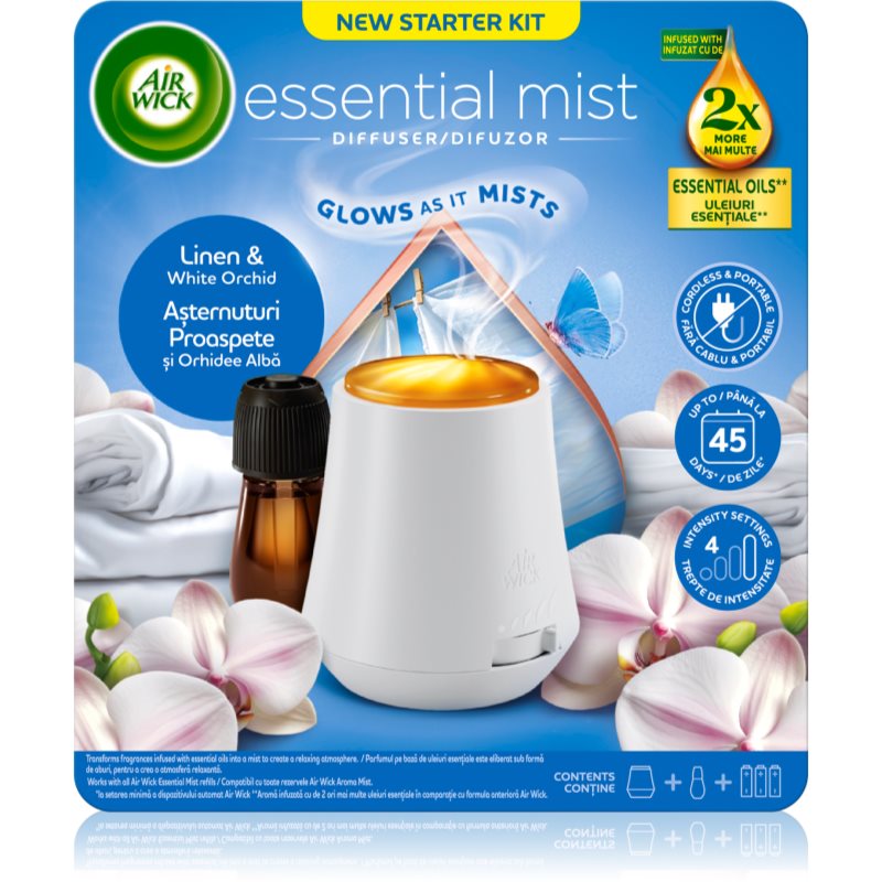 Air Wick Essential Mist Linen & White Orchid aroma difuzor cu rezervã 1 buc