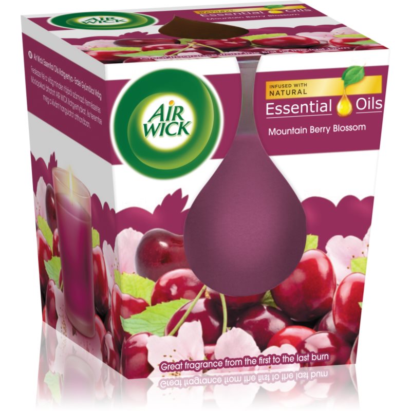 Air Wick Essential Oil Mountain Berry Blossom lumânare parfumată 105 g