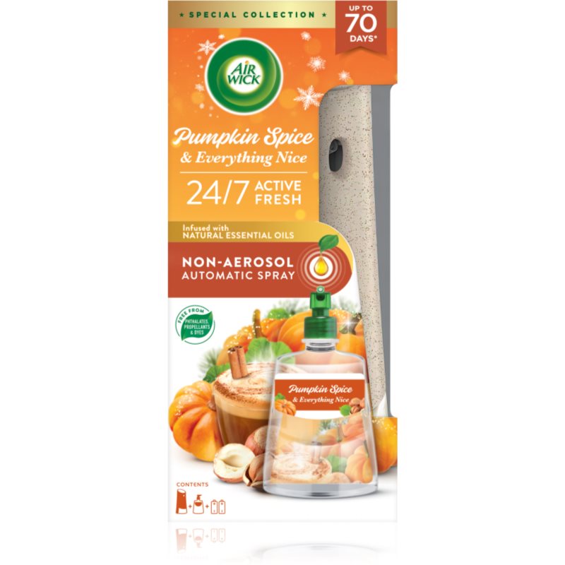 Air Wick Active Fresh Pumpkin Spice & Everything Nice odorizant de aer automat cu reîncărcare 228 ml