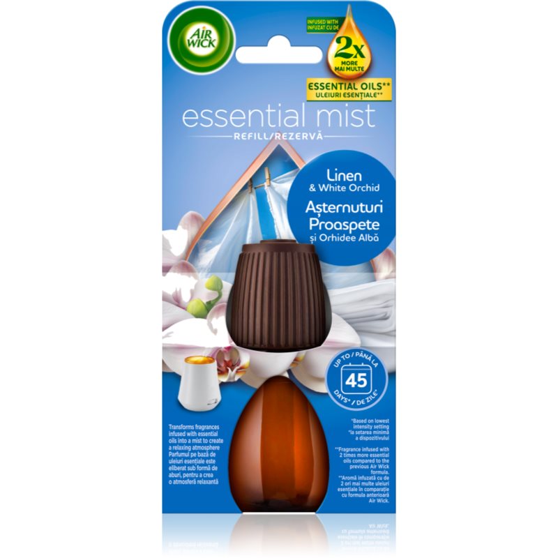 Air Wick Essential Oils Linen & White Orchid reumplere în aroma difuzoarelor 20 ml