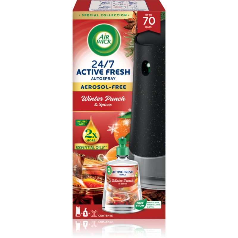 Air Wick Active Fresh Winter Punch & Spices odorizant de aer automat cu reîncărcare 228 ml