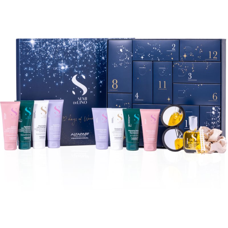 Alfaparf Milano Semi di Lino Advent Calendar Calendar de Crăciun pentru frumusețea părului și a pielii