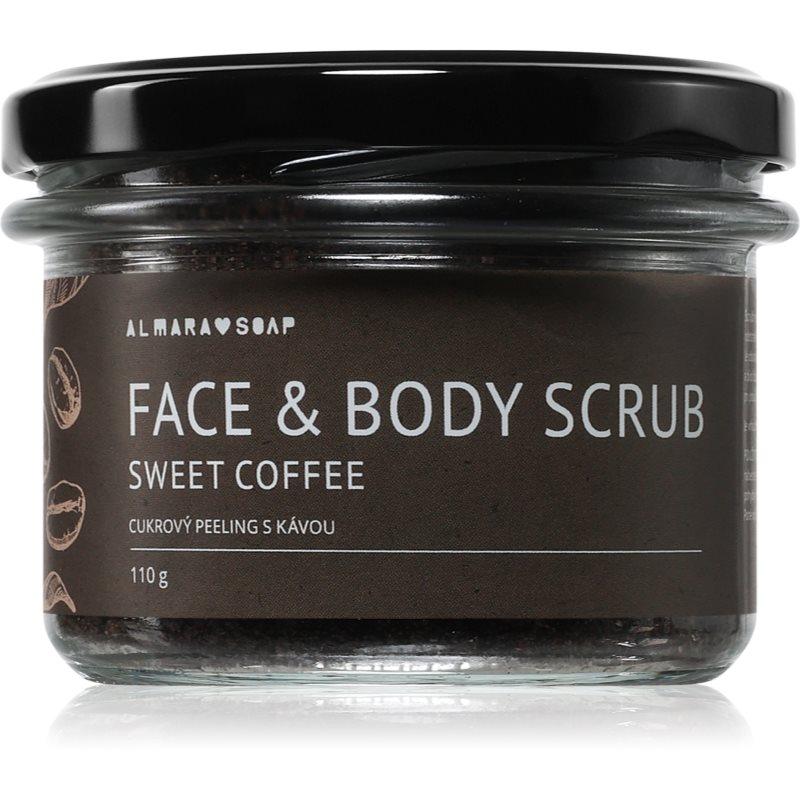 Almara Soap Face & Body Scrub exfoliant din zahar corp si fata cu parfum Sweet Coffee 110 g