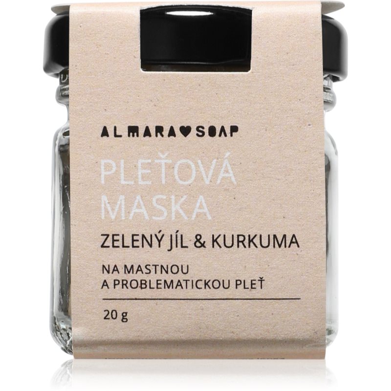 Almara Soap Face masca de fata pentru curatare pentru ten gras si problematic Green clay & turmeric 20 g Almara Soap Face masca de fata pentru curatare pentru ten gras si problematic Green clay & turmeric 20 g